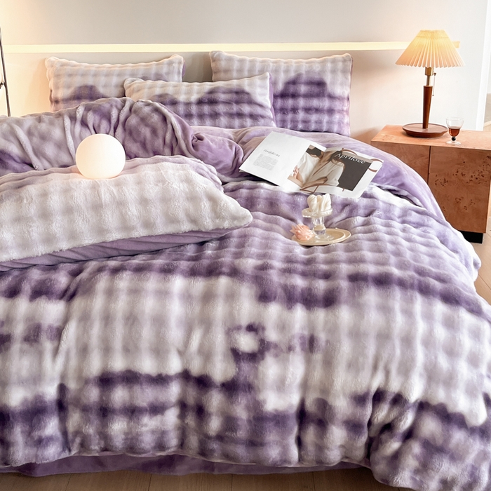 91家纺网 家纺一手货源 找家纺 绘萱家居 2025新款仿兔绒牛奶绒四件套兔毛兔兔绒-渐变彩泡泡 渐变彩泡泡-紫