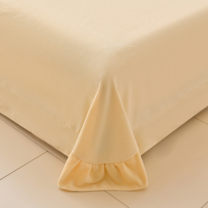 91家纺网 家纺一手货源 找家纺 梦之星 2025新款9斤毛巾绣韩式花边牛奶绒四件套 蝴蝶结-淡黄