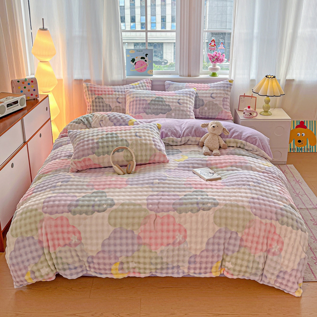 91家纺网 家纺一手货源 找家纺 （总）仟网汇 2025新款泡泡绒牛奶绒四件套