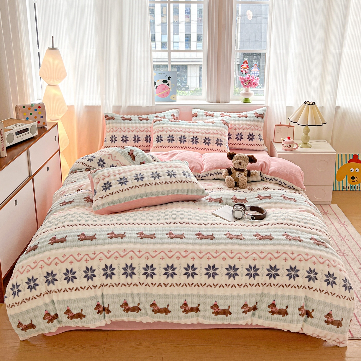 91家纺网 家纺一手货源 找家纺 （总）仟网汇 2025新款泡泡绒牛奶绒四件套