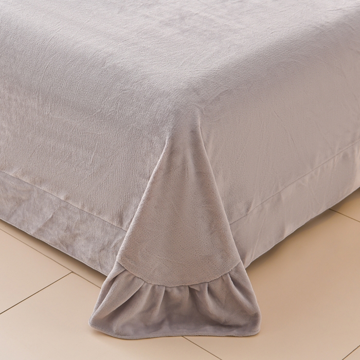 91家纺网 家纺一手货源 找家纺 梦之星 2025新款9斤毛巾绣韩式花边牛奶绒四件套 蝴蝶结-灰