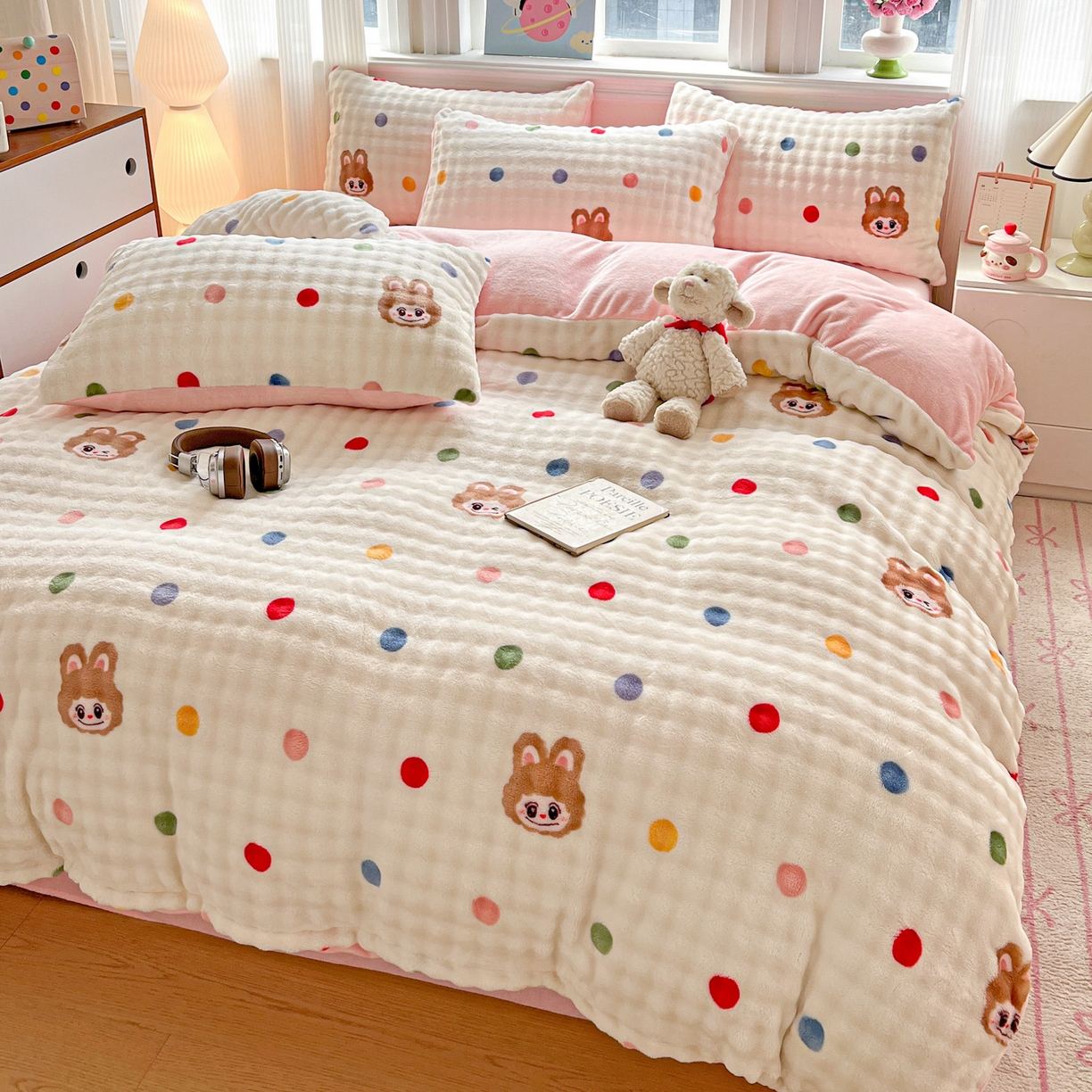 91家纺网 家纺一手货源 找家纺 仟网汇 2025新款泡泡绒牛奶绒四件套 布布