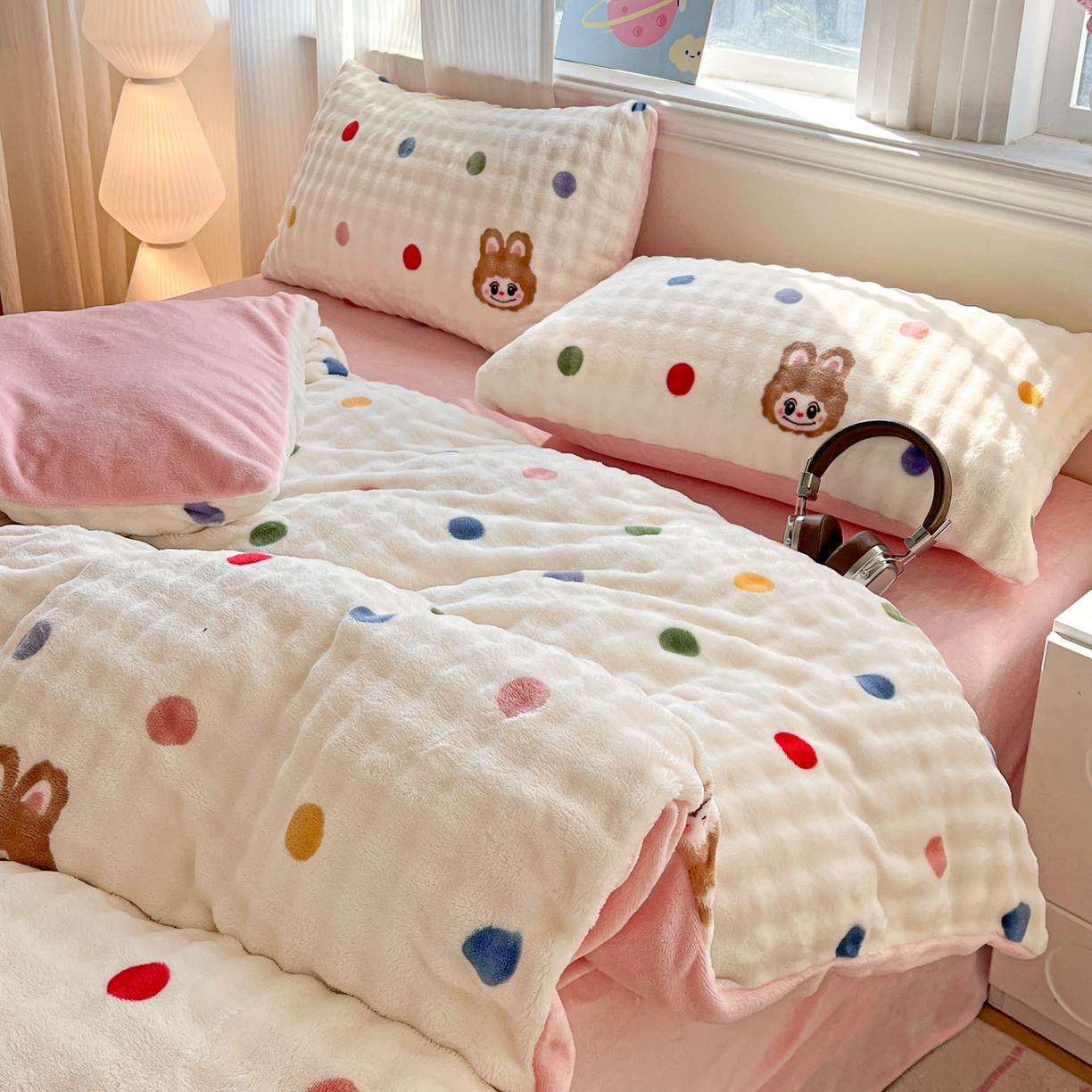 91家纺网 家纺一手货源 找家纺 仟网汇 2025新款泡泡绒牛奶绒四件套 布布