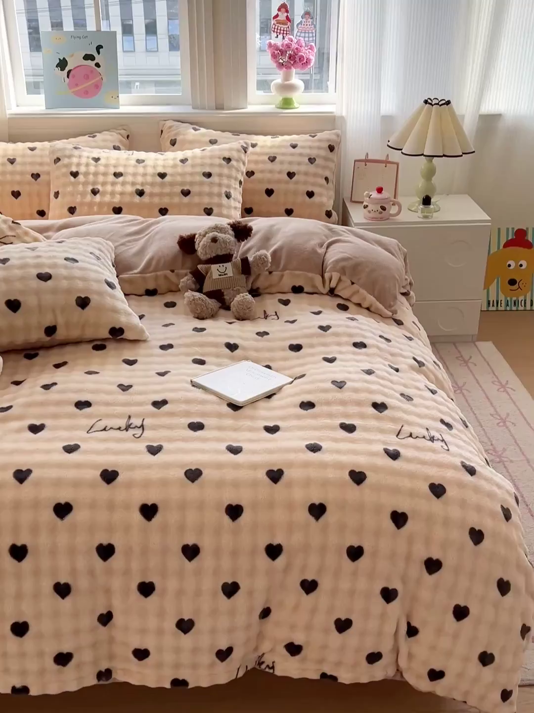 91家纺网 家纺一手货源 找家纺 仟网汇 2025新款泡泡绒牛奶绒四件套 焦糖奶咖