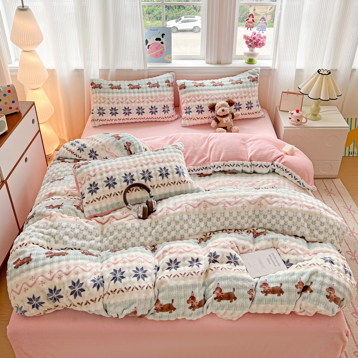 91家纺网 家纺一手货源 找家纺 仟网汇 2025新款泡泡绒牛奶绒四件套 汪汪队