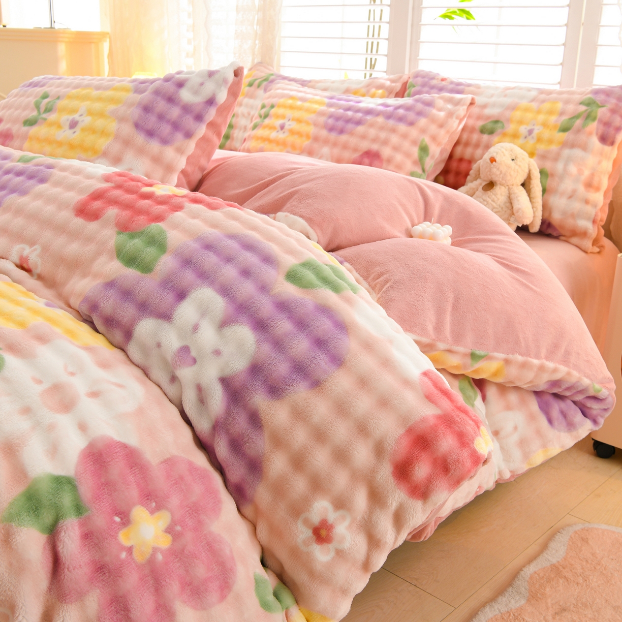 91家纺网 家纺一手货源 找家纺 （总）斯尔顿 2025新款8斤加厚全消光牛奶绒四件套兔毛绒法莱绒床上用品冬季保暖法兰绒