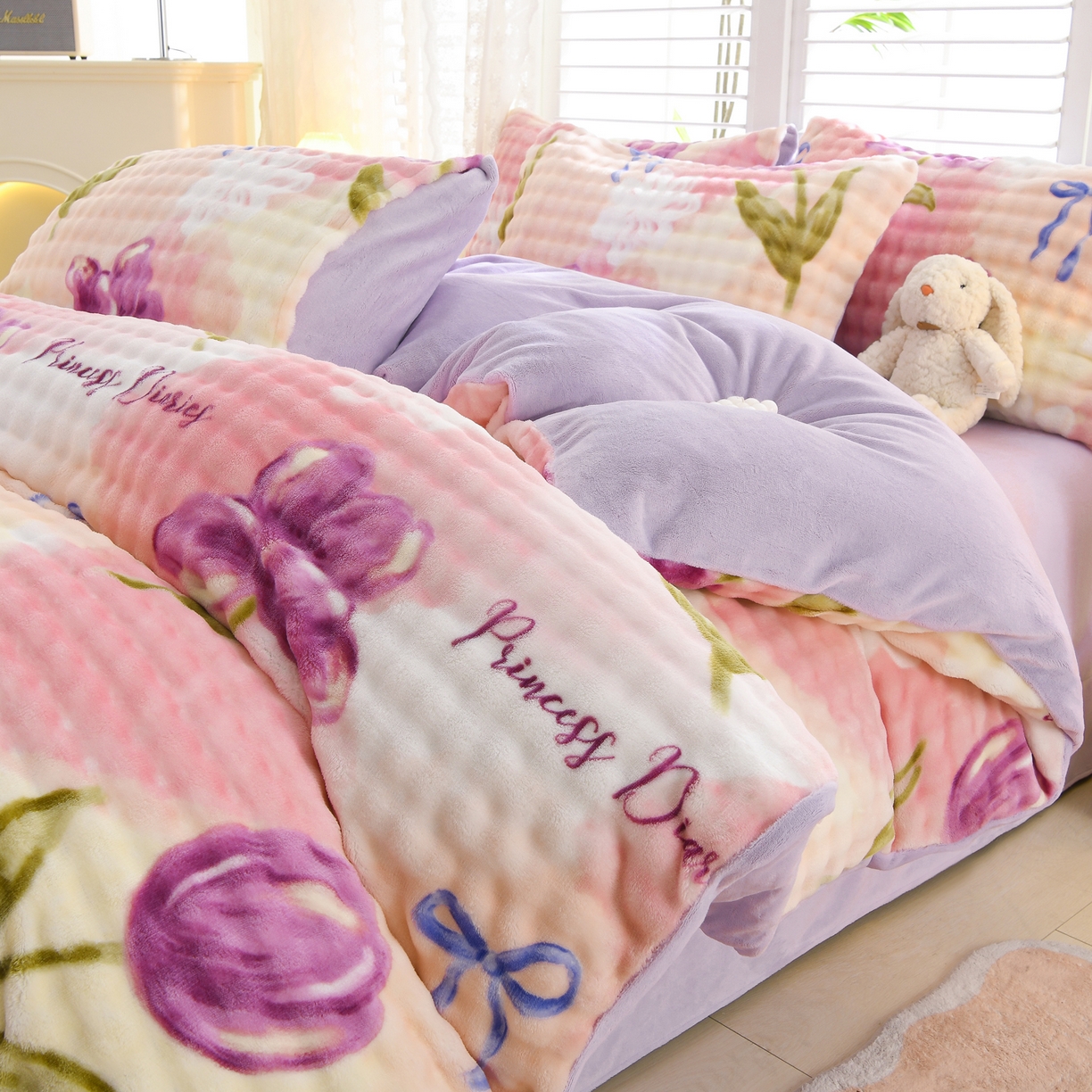 91家纺网 家纺一手货源 找家纺 （总）斯尔顿 2025新款8斤加厚全消光牛奶绒四件套兔毛绒法莱绒床上用品冬季保暖法兰绒