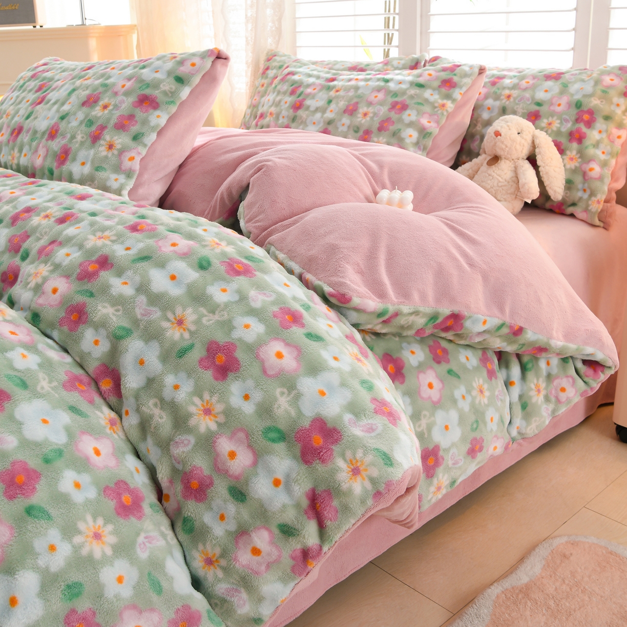 91家纺网 家纺一手货源 找家纺 （总）斯尔顿 2025新款8斤加厚全消光牛奶绒四件套兔毛绒法莱绒床上用品冬季保暖法兰绒