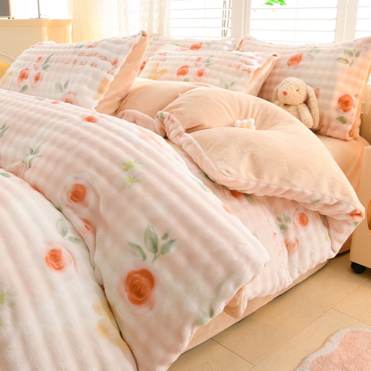 91家纺网 家纺一手货源 找家纺 （总）斯尔顿 2025新款8斤加厚全消光牛奶绒四件套兔毛绒法莱绒床上用品冬季保暖法兰绒