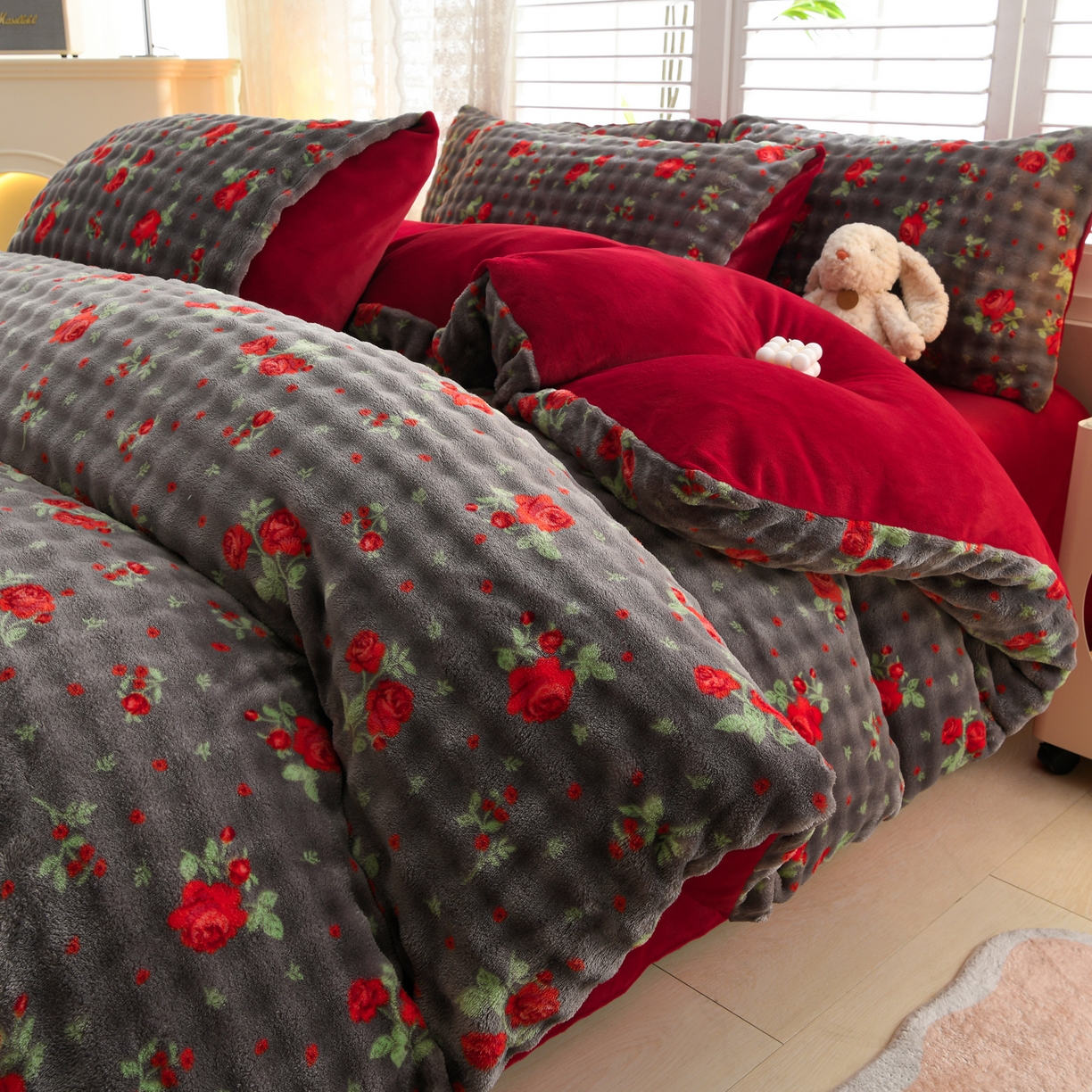 91家纺网 家纺一手货源 找家纺 （总）斯尔顿 2025新款8斤加厚全消光牛奶绒四件套兔毛绒法莱绒床上用品冬季保暖法兰绒