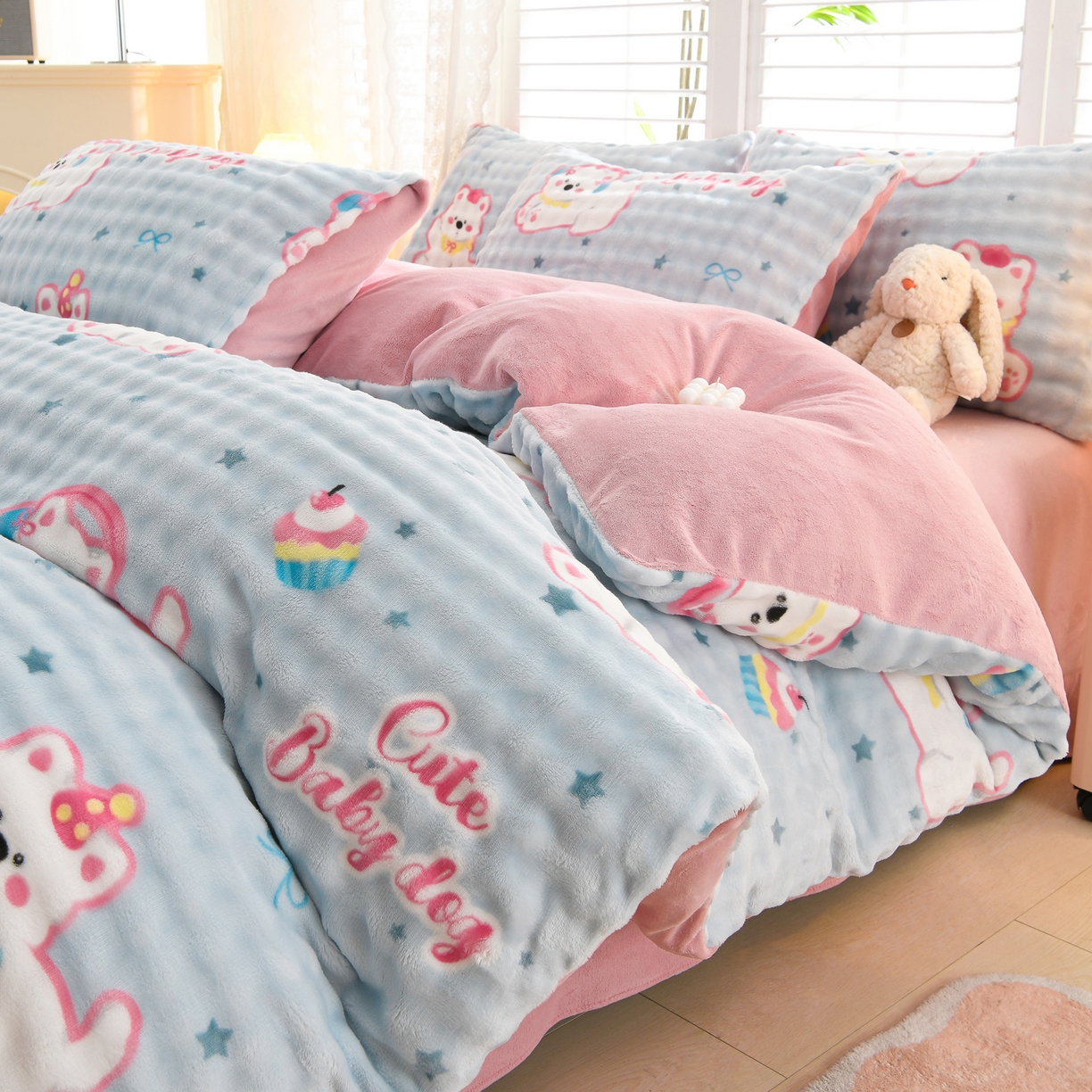 91家纺网 家纺一手货源 找家纺 （总）斯尔顿 2025新款8斤加厚全消光牛奶绒四件套兔毛绒法莱绒床上用品冬季保暖法兰绒