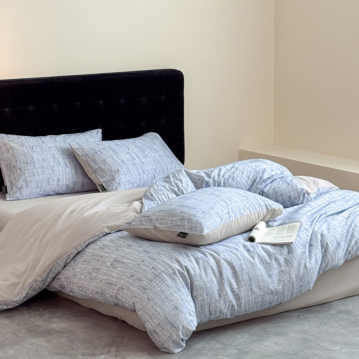 91家纺网 家纺一手货源 找家纺 三味舒屋 2025新款50支全棉印花磨毛四件套-麦吉拉系列 券后（包含优惠券后）不低于289/309元 磨毛麦吉拉蓝