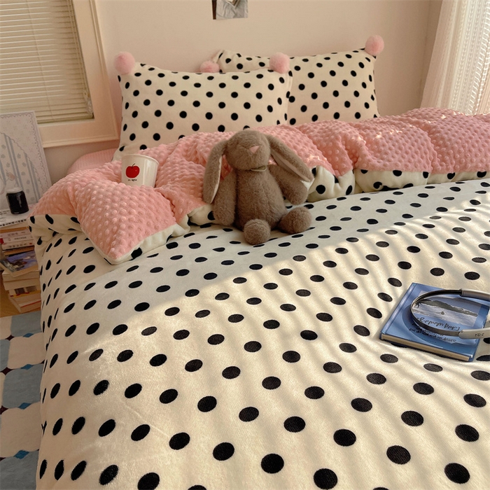 91家纺网 家纺一手货源 找家纺 （总）小叮当家纺仓储工厂店 买家秀 爆款花型2025新款高克重豆豆绒牛奶绒四件套泡芙感床盖套件直播热款