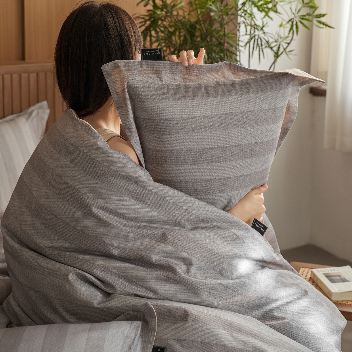 91家纺网 家纺一手货源 找家纺 （总）三味舒屋 2025新款50支全棉印花条纹磨毛四件套-布衣系列 券后（包含优惠券后）不低于289/309元