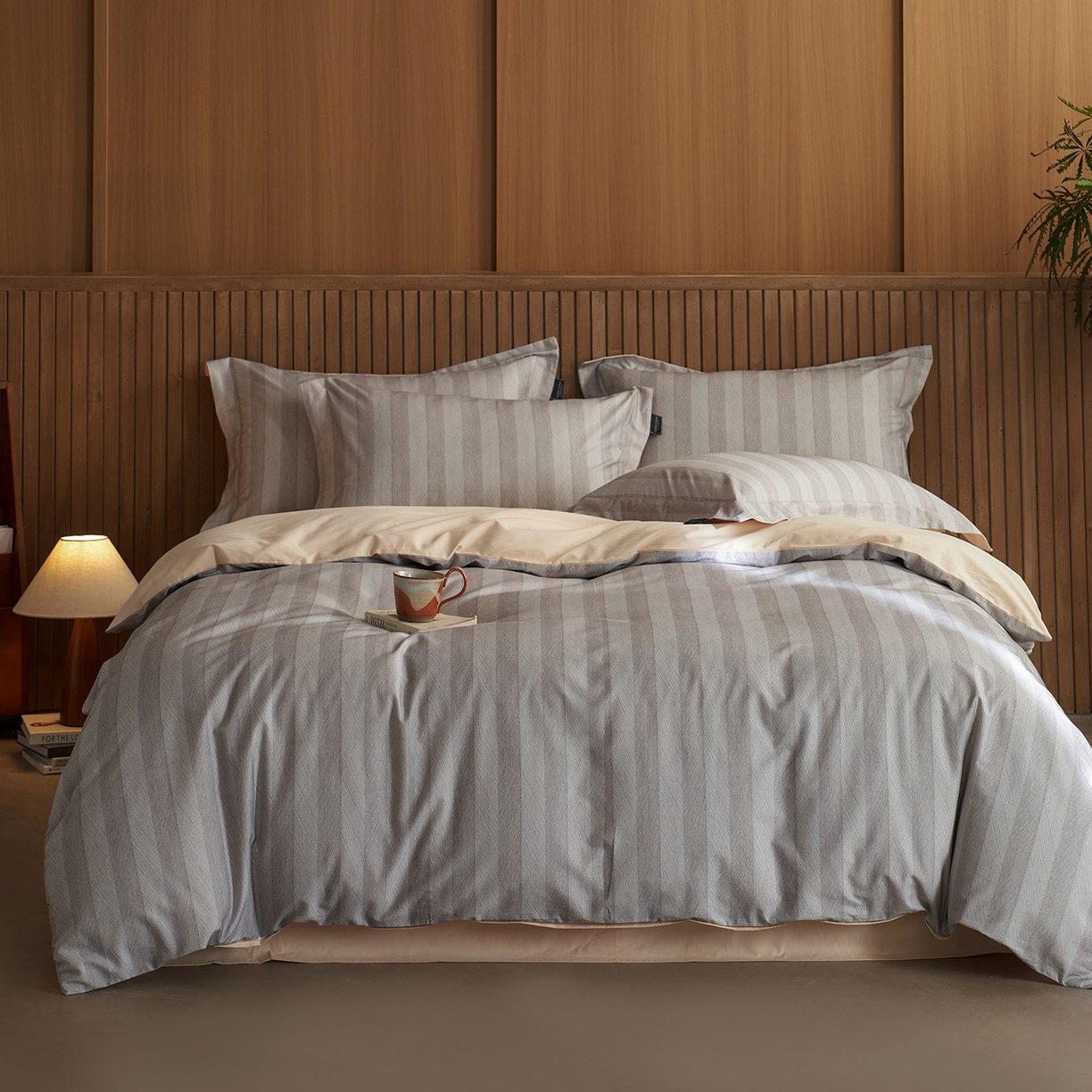 91家纺网 家纺一手货源 找家纺 （总）三味舒屋 2025新款50支全棉印花条纹磨毛四件套-布衣系列 券后（包含优惠券后）不低于289/309元