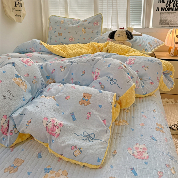 91家纺网 家纺一手货源 找家纺 （总）小叮当家纺仓储工厂店 买家秀 爆款花型2025新款床盖豆豆被套春秋被套冬被云感超软木棉被子被芯