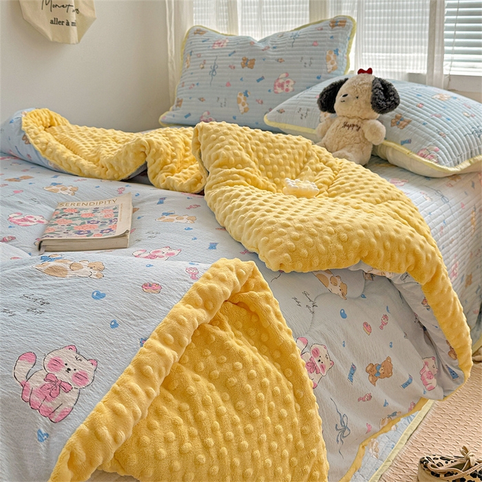 91家纺网 家纺一手货源 找家纺 （总）小叮当家纺仓储工厂店 买家秀 爆款花型2025新款床盖豆豆被套春秋被套冬被云感超软木棉被子被芯