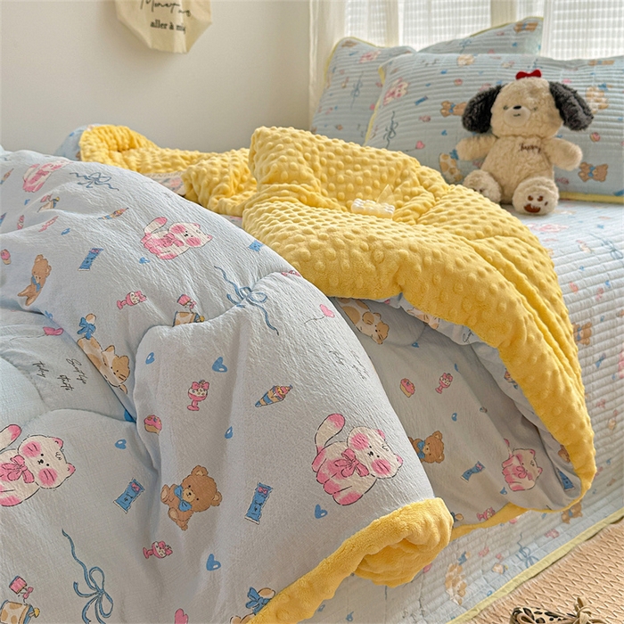 91家纺网 家纺一手货源 找家纺 （总）小叮当家纺仓储工厂店 买家秀 爆款花型2025新款床盖豆豆被套春秋被套冬被云感超软木棉被子被芯