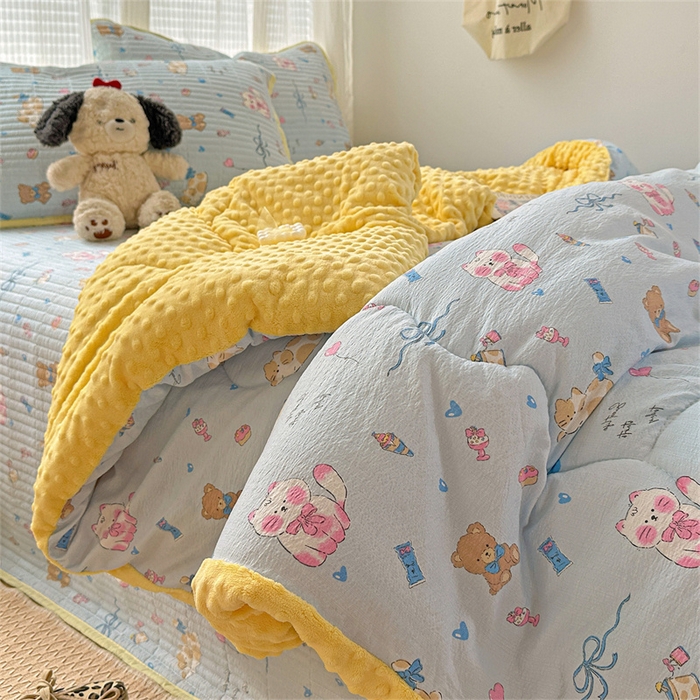 91家纺网 家纺一手货源 找家纺 （总）小叮当家纺仓储工厂店 买家秀 爆款花型2025新款床盖豆豆被套春秋被套冬被云感超软木棉被子被芯