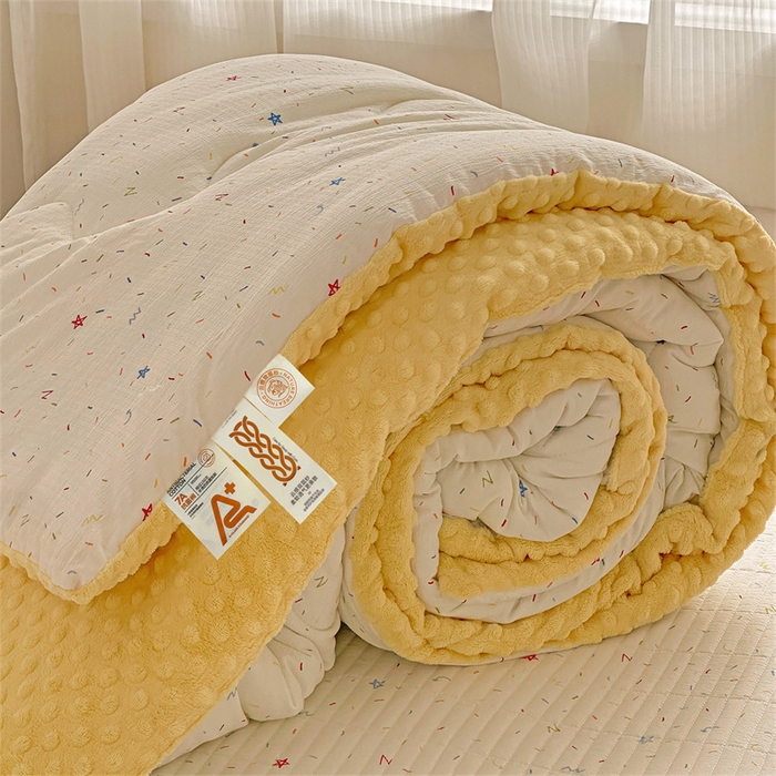 91家纺网 家纺一手货源 找家纺 小叮当家纺仓储工厂店 买家秀 爆款花型2025新款床盖豆豆被套春秋被套冬被云感超软木棉被子被芯 豆豆被-彩星甜梦