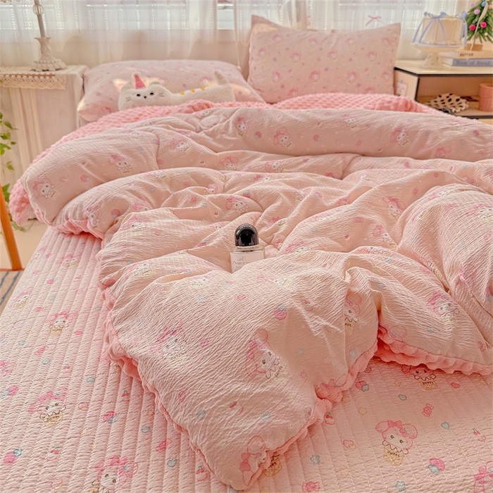 91家纺网 家纺一手货源 找家纺 小叮当家纺仓储工厂店 买家秀 爆款花型2025新款床盖豆豆被套春秋被套冬被云感超软木棉被子被芯 豆豆被-萌 美 蒂