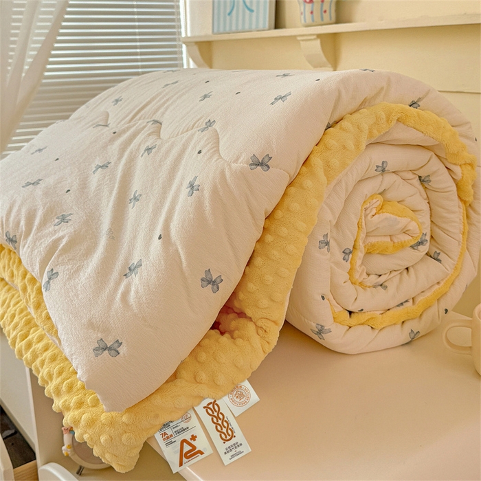 小叮当家纺仓储工厂店 买家秀 爆款花型2025新款床盖豆豆被套春秋被套冬被云感超软木棉被子被芯 豆豆被-奶黄蝶语