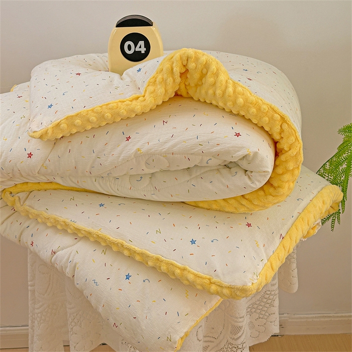 91家纺网 家纺一手货源 找家纺 小叮当家纺仓储工厂店 买家秀 爆款花型2025新款床盖豆豆被套春秋被套冬被云感超软木棉被子被芯 豆豆被-彩星甜梦