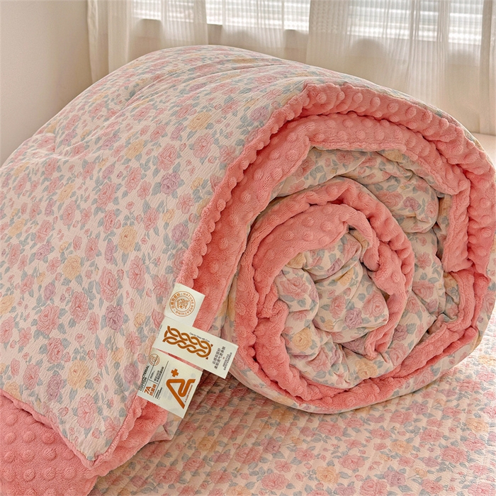 小叮当家纺仓储工厂店 买家秀 爆款花型2025新款床盖豆豆被套春秋被套冬被云感超软木棉被子被芯 豆豆被-花漾绒语