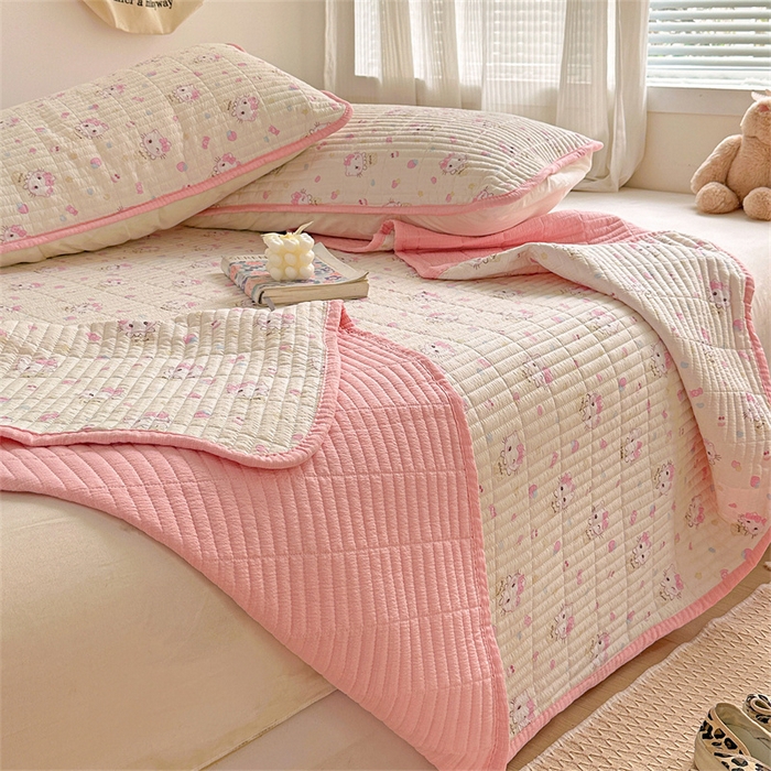 91家纺网 家纺一手货源 找家纺 小叮当家纺仓储工厂店 买家秀 爆款花型2025新款床盖豆豆被套春秋被套冬被云感超软木棉被子被芯 豆豆被-奇梦甜猫