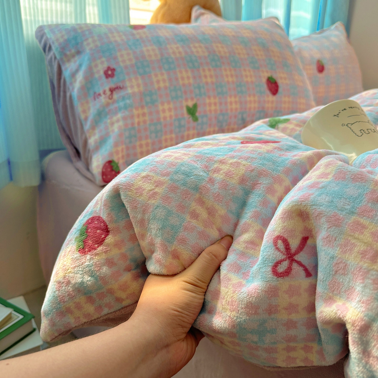 （总）小叮当家纺仓储工厂店 买家秀 爆款花型2025新款小清新180克跑量款牛奶绒单被套 被套单件