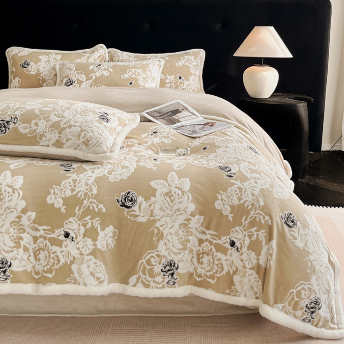 91家纺网 家纺一手货源 找家纺 极简 2025新款立体雕花牛奶绒四件套系列 罗赛拉-黄