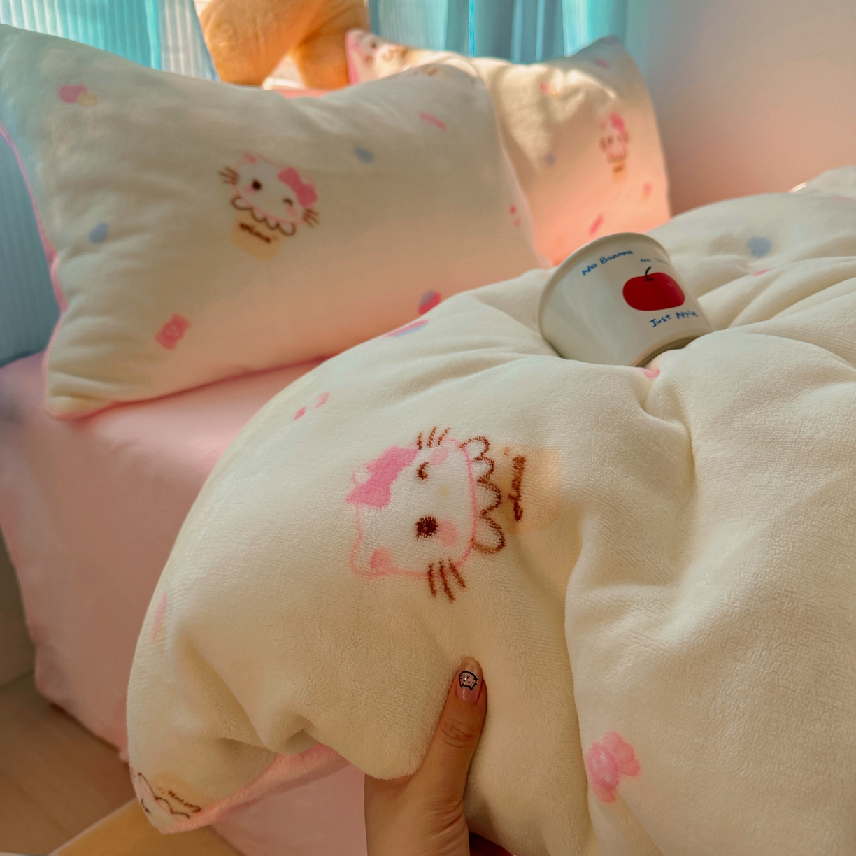 91家纺网 家纺一手货源 找家纺 （总）小叮当家纺仓储工厂店 买家秀 爆款花型2025新款小清新180克跑量款牛奶绒单被套 被套单件