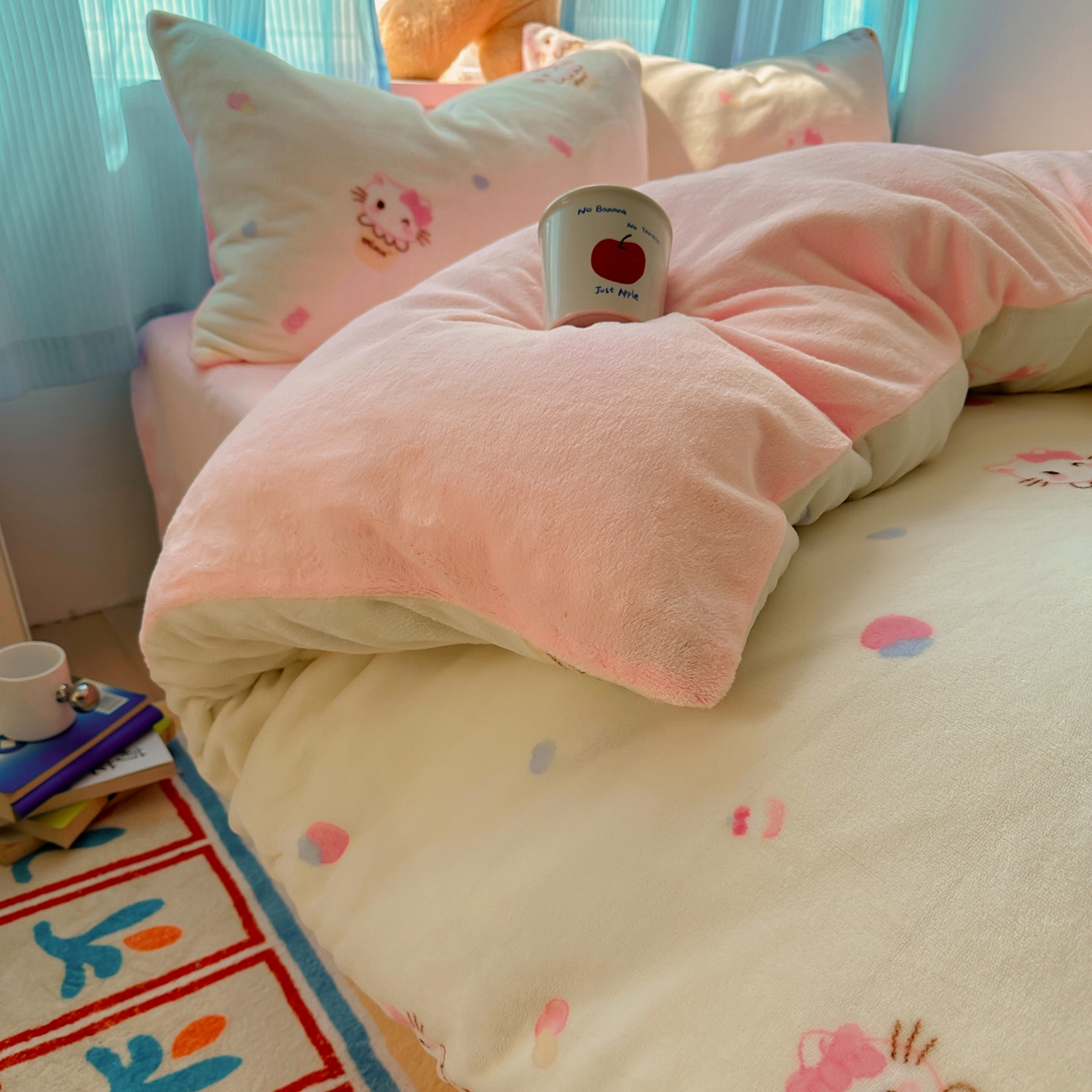 91家纺网 家纺一手货源 找家纺 小叮当家纺仓储工厂店 买家秀 爆款花型2025新款小清新180克跑量款牛奶绒单被套 被套单件 冰淇淋奶猫