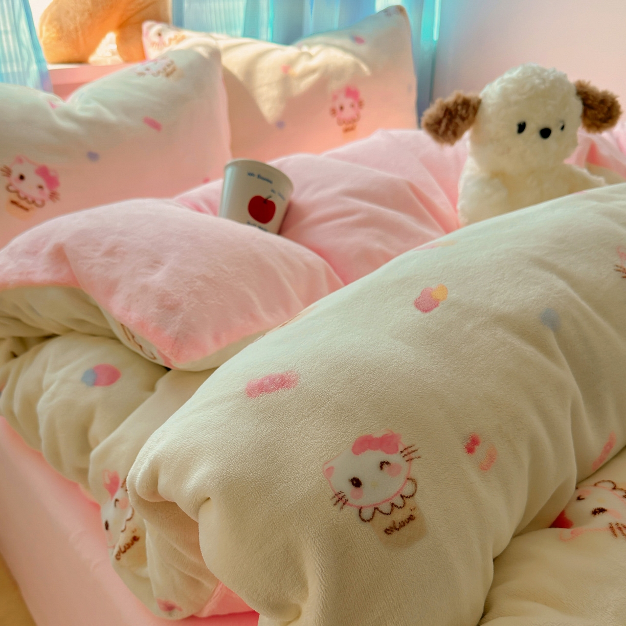 91家纺网 家纺一手货源 找家纺 小叮当家纺仓储工厂店 买家秀 爆款花型2025新款小清新180克跑量款牛奶绒单被套 被套单件 冰淇淋奶猫