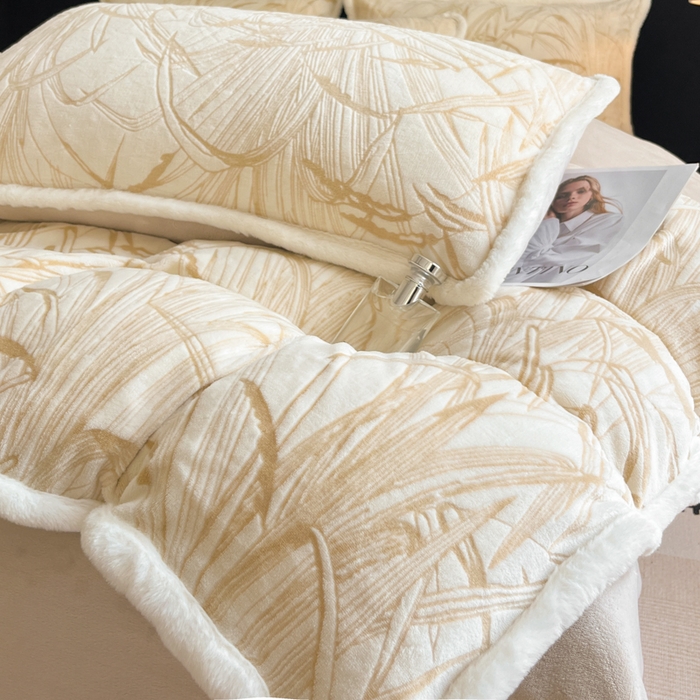 极简 2025新款立体雕花牛奶绒四件套系列 普罗旺斯-黄