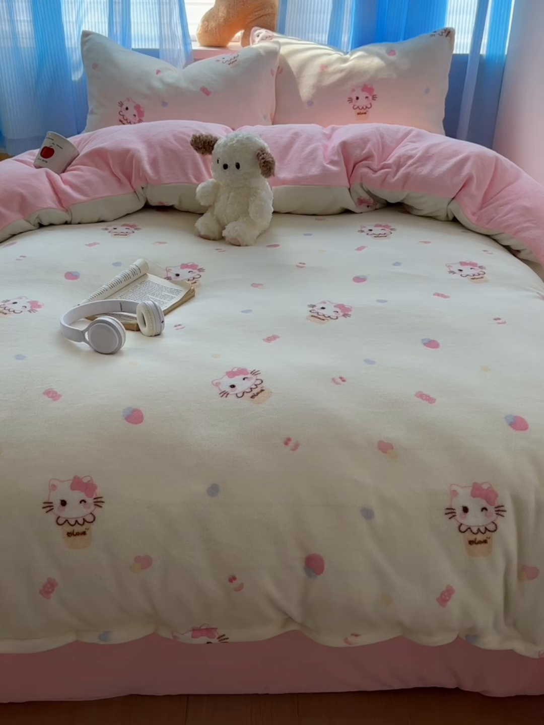 91家纺网 家纺一手货源 找家纺 小叮当家纺仓储工厂店 买家秀 爆款花型2025新款小清新180克跑量款牛奶绒单被套 被套单件 冰淇淋奶猫