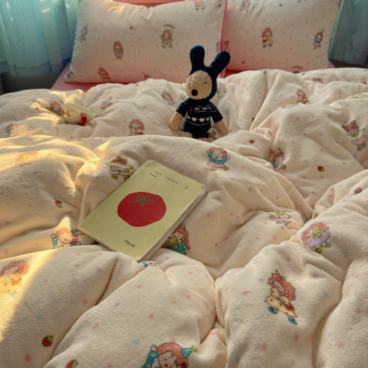 91家纺网 家纺一手货源 找家纺 小叮当家纺仓储工厂店 买家秀 爆款花型2025新款小清新180克跑量款牛奶绒单被套 被套单件 彩色星梦