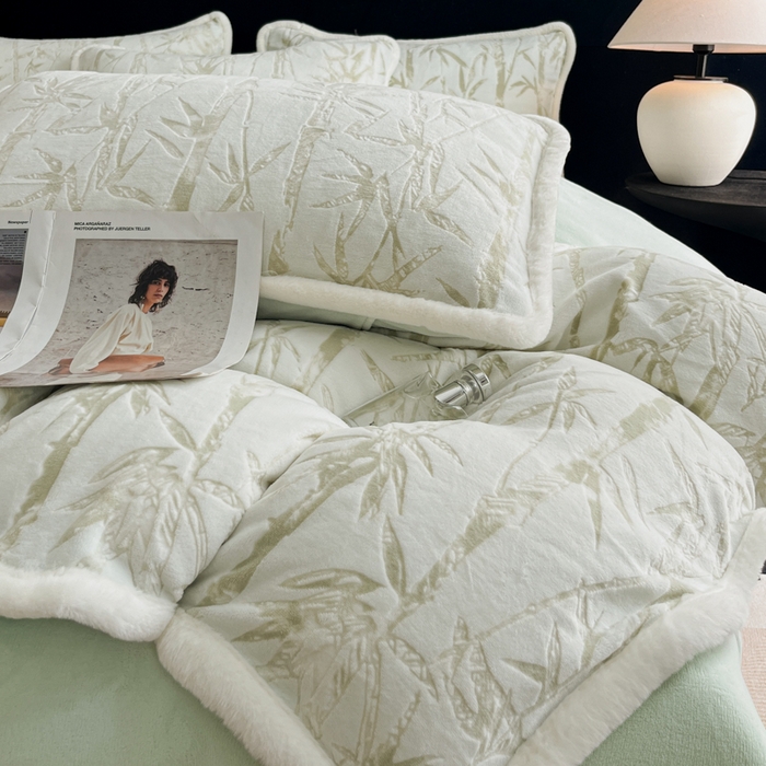 极简 2025新款立体雕花牛奶绒四件套系列 赛诺斯-绿