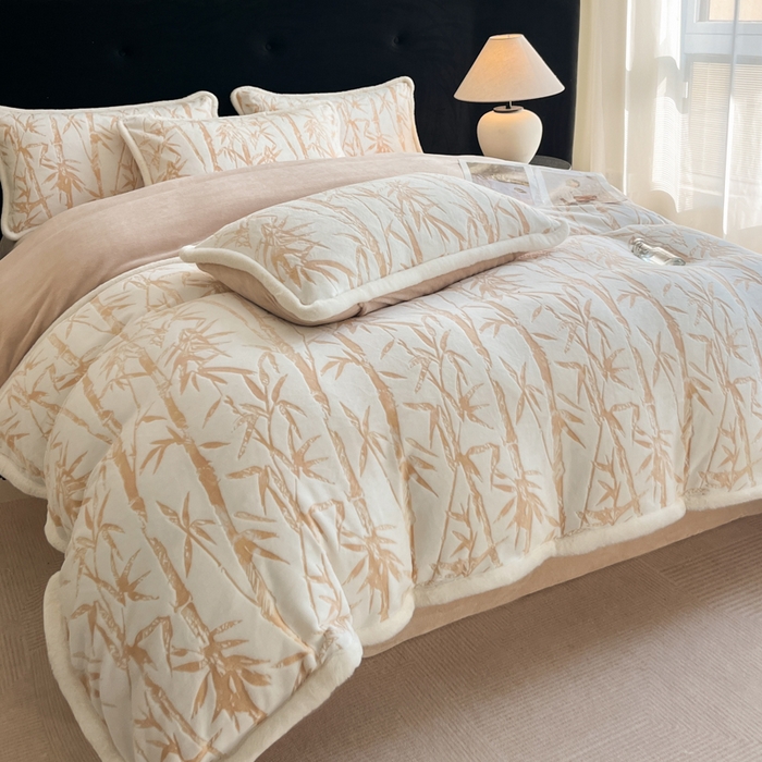 91家纺网 家纺一手货源 找家纺 极简 2025新款立体雕花牛奶绒四件套系列 赛诺斯-暖棕