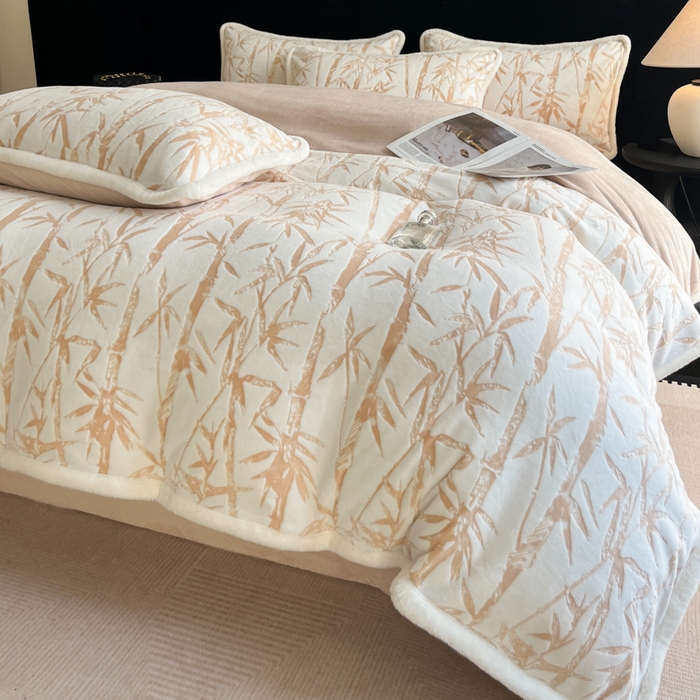 91家纺网 家纺一手货源 找家纺 极简 2025新款立体雕花牛奶绒四件套系列 赛诺斯-暖棕