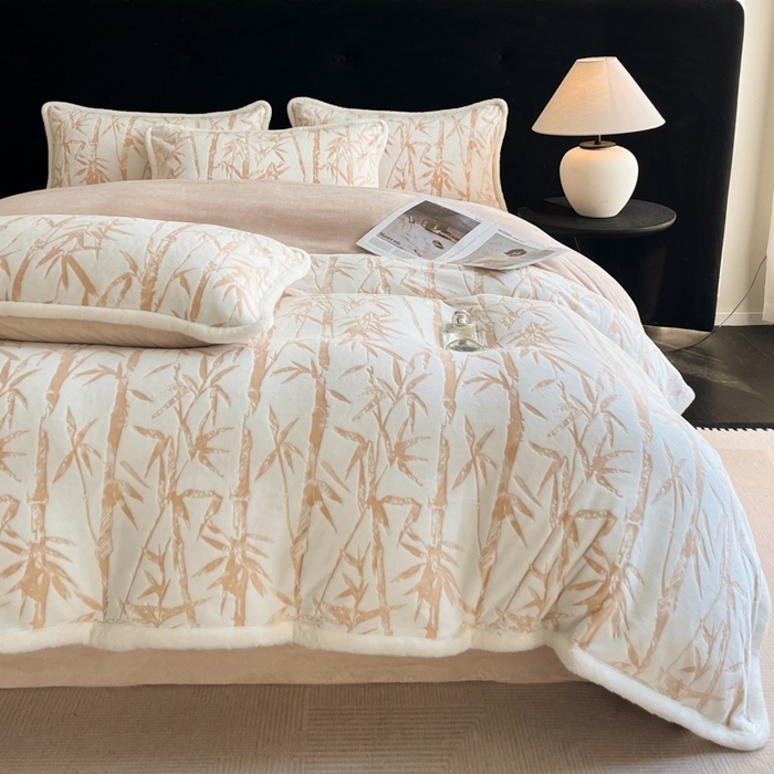 91家纺网 家纺一手货源 找家纺 极简 2025新款立体雕花牛奶绒四件套系列 赛诺斯-暖棕