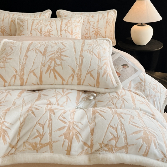 91家纺网 家纺一手货源 找家纺 极简 2025新款立体雕花牛奶绒四件套系列 赛诺斯-暖棕