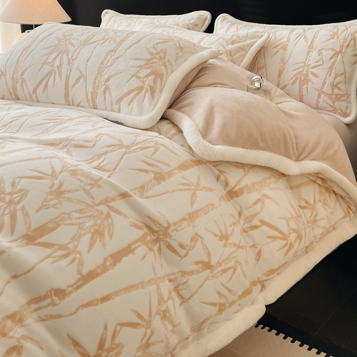 91家纺网 家纺一手货源 找家纺 极简 2025新款立体雕花牛奶绒四件套系列 赛诺斯-暖棕