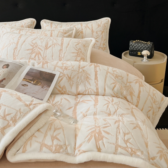 91家纺网 家纺一手货源 找家纺 极简 2025新款立体雕花牛奶绒四件套系列 赛诺斯-暖棕