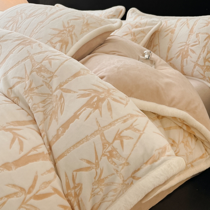 91家纺网 家纺一手货源 找家纺 极简 2025新款立体雕花牛奶绒四件套系列 赛诺斯-暖棕