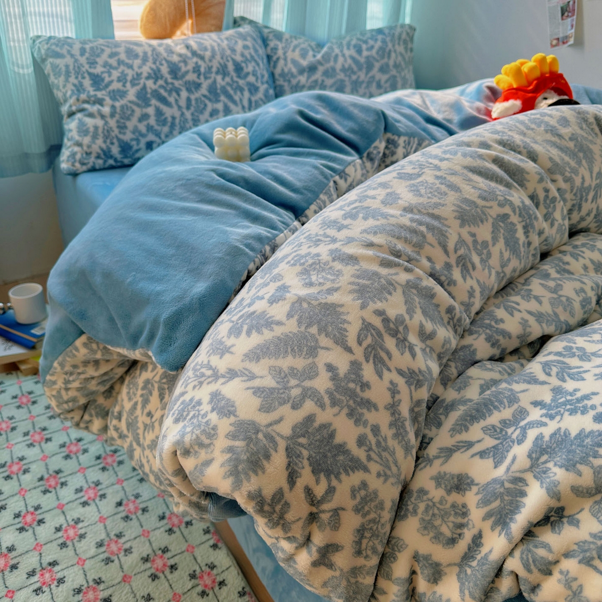 91家纺网 家纺一手货源 找家纺 小叮当家纺仓储工厂店 买家秀 爆款花型2025新款小清新180克跑量款牛奶绒单被套 被套单件 花枝恋蝶