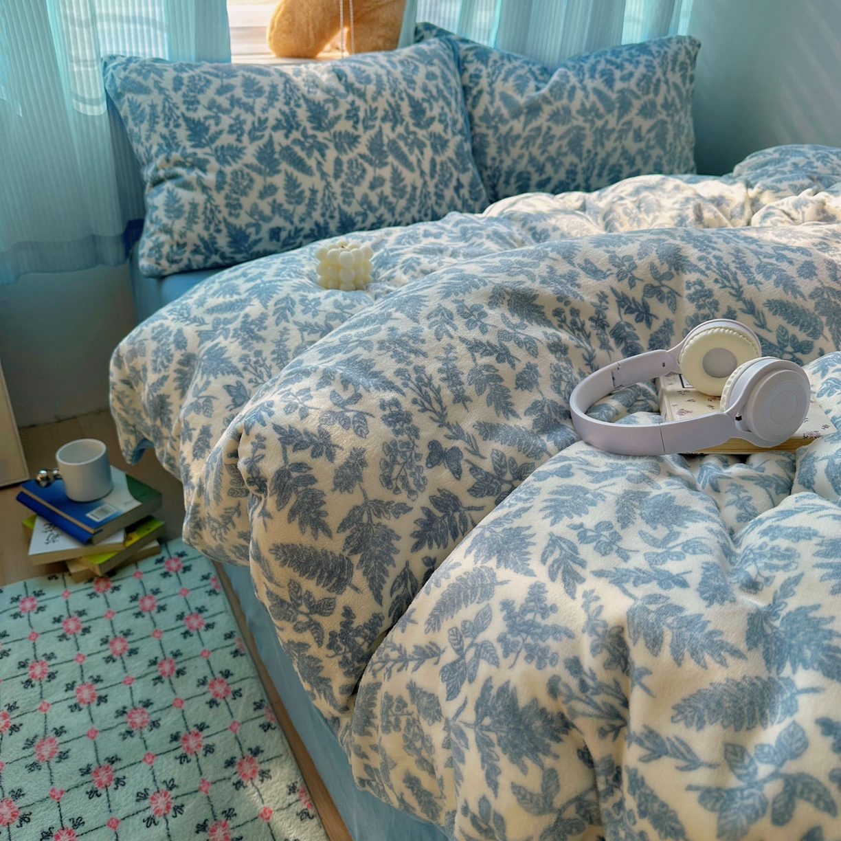 91家纺网 家纺一手货源 找家纺 小叮当家纺仓储工厂店 买家秀 爆款花型2025新款小清新180克跑量款牛奶绒单被套 被套单件 花枝恋蝶