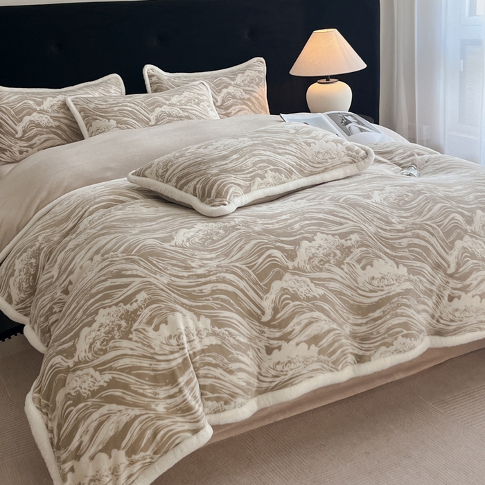 91家纺网 家纺一手货源 找家纺 极简 2025新款立体雕花牛奶绒四件套系列 托斯卡纳-棕