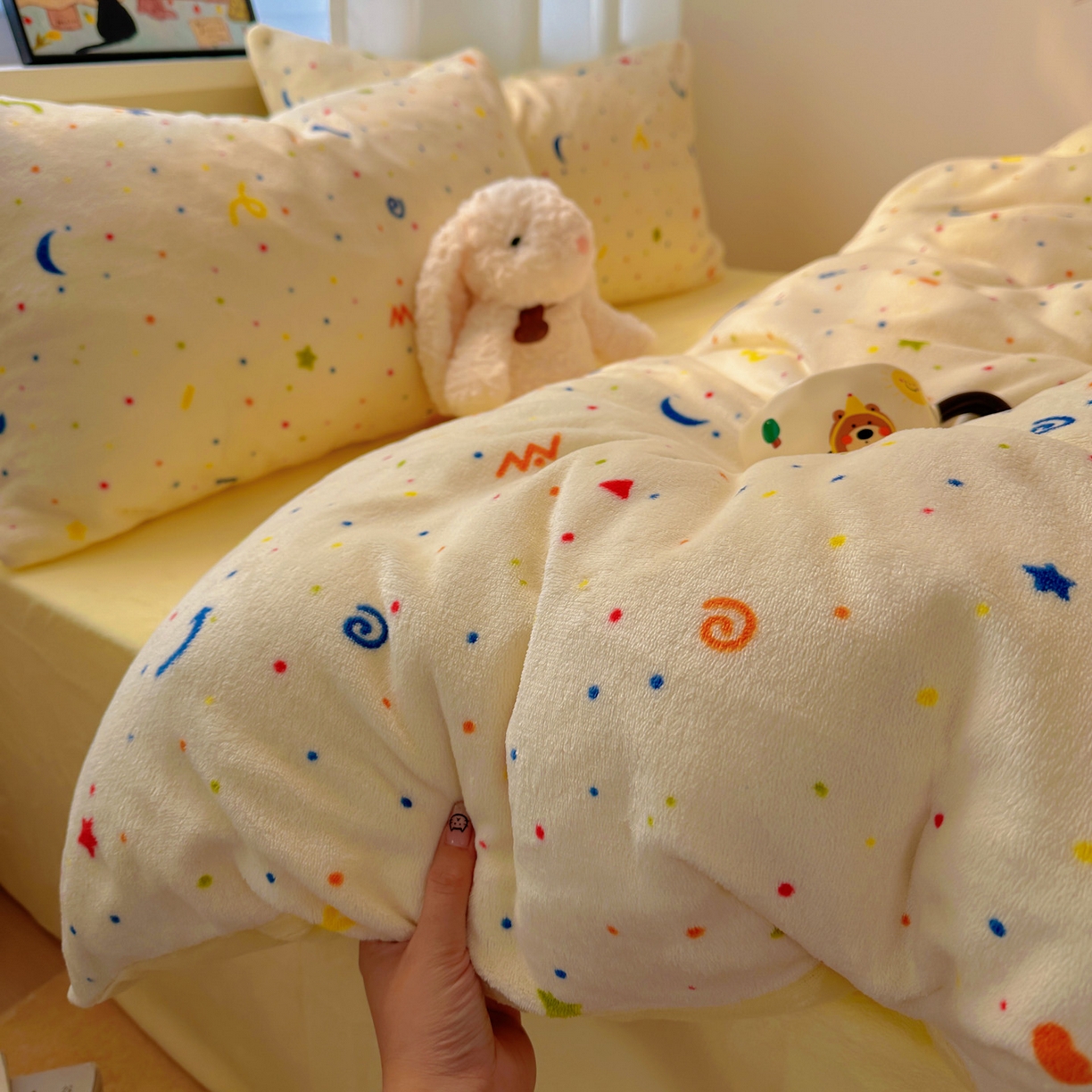 小叮当家纺仓储工厂店 买家秀 爆款花型2025新款小清新180克跑量款牛奶绒单被套 被套单件 浪漫星河