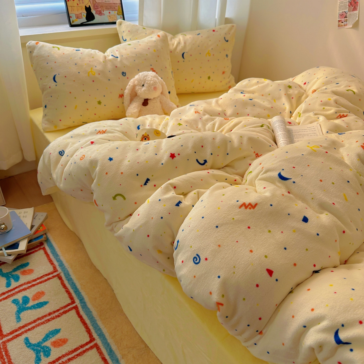 91家纺网 家纺一手货源 找家纺 小叮当家纺仓储工厂店 买家秀 爆款花型2025新款小清新180克跑量款牛奶绒单被套 被套单件 浪漫星河